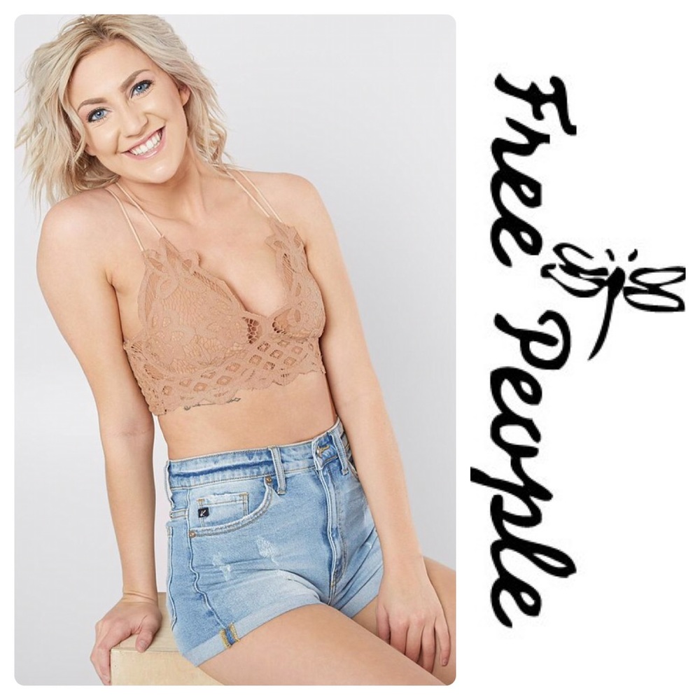 NEW FREE PEOPLE ADELLA NUDE LACE BRALETTE - Picture 4 of 7